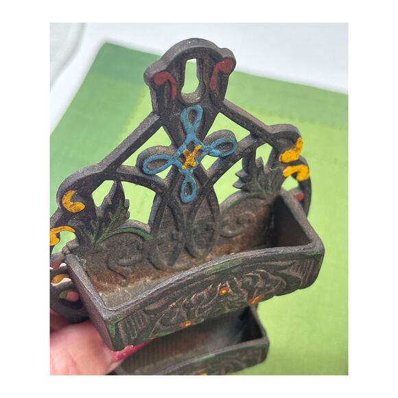 Wilton Cast Iron Double Pocket & Single Pocket Match Holders Wall Hangings Vtg - Picture 4 of 9